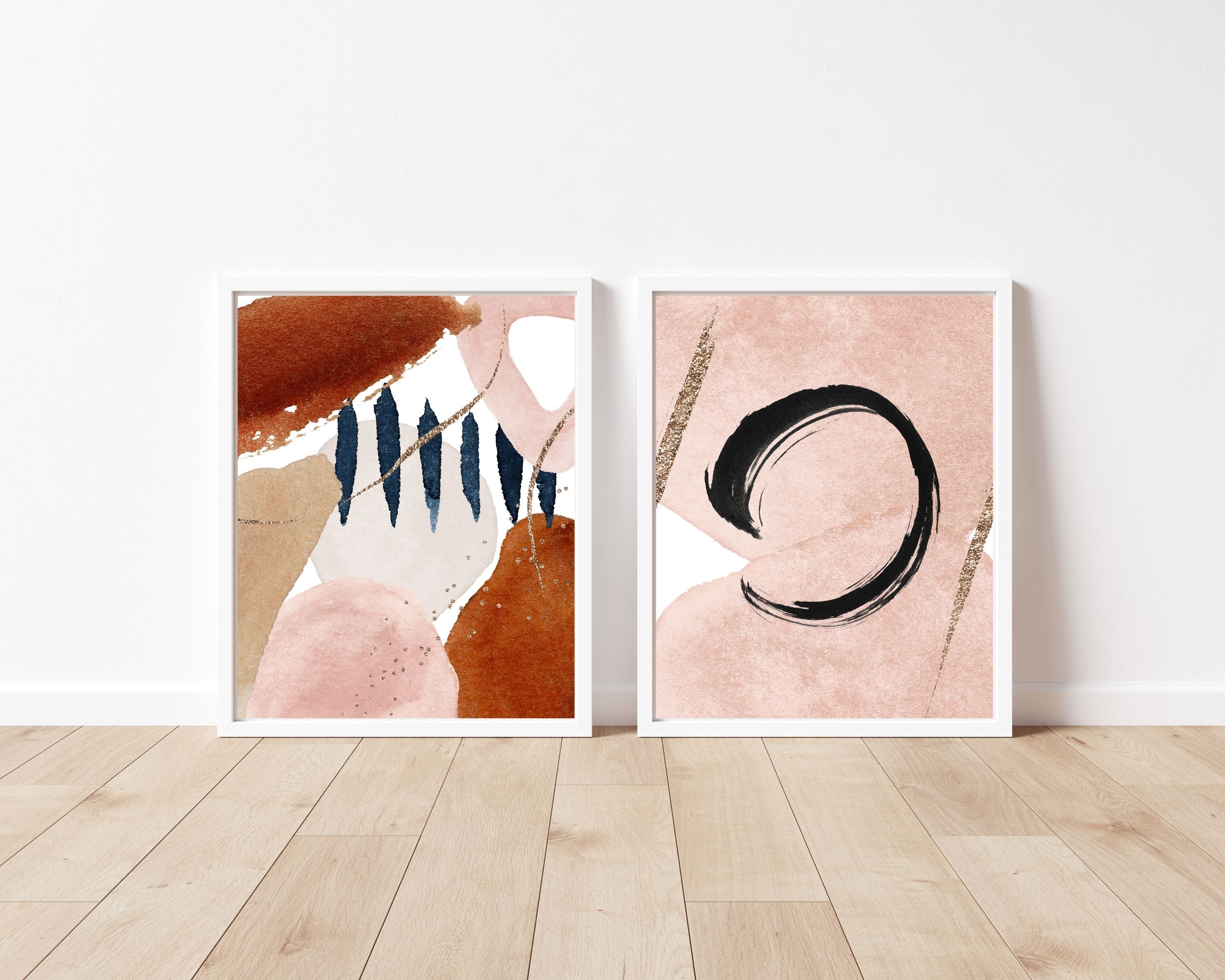 Abstract Boho Art Prints | Blush Pink Black Gold