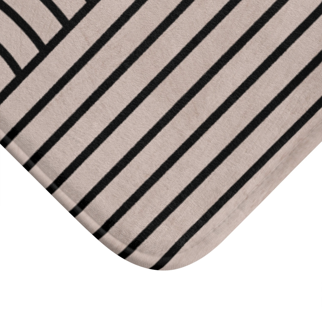 Boho Bath Mat | Beige Black | Bathroom Rug