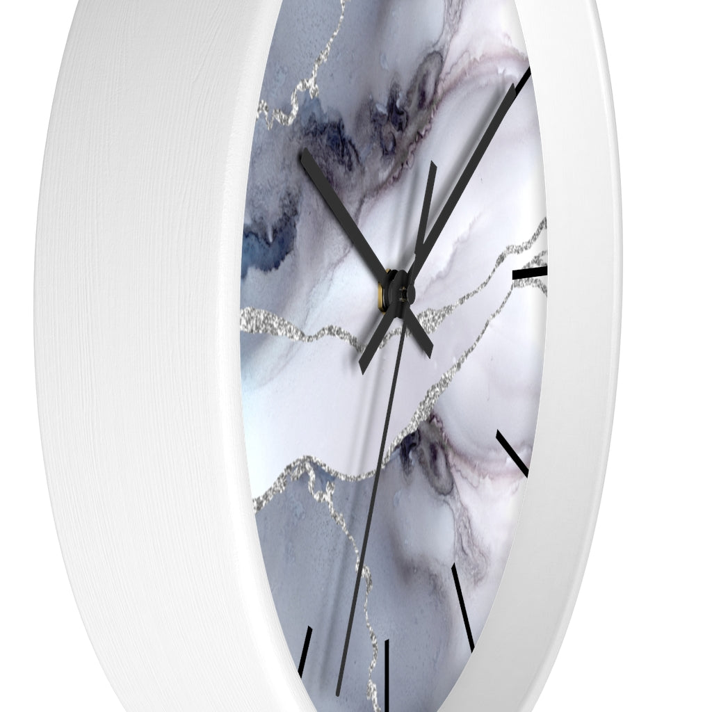 Marble Print, Wood, Wall Clock, Gray 10"