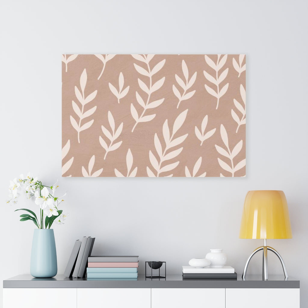 FLORAL WALL CANVAS ART | Beige Leaves