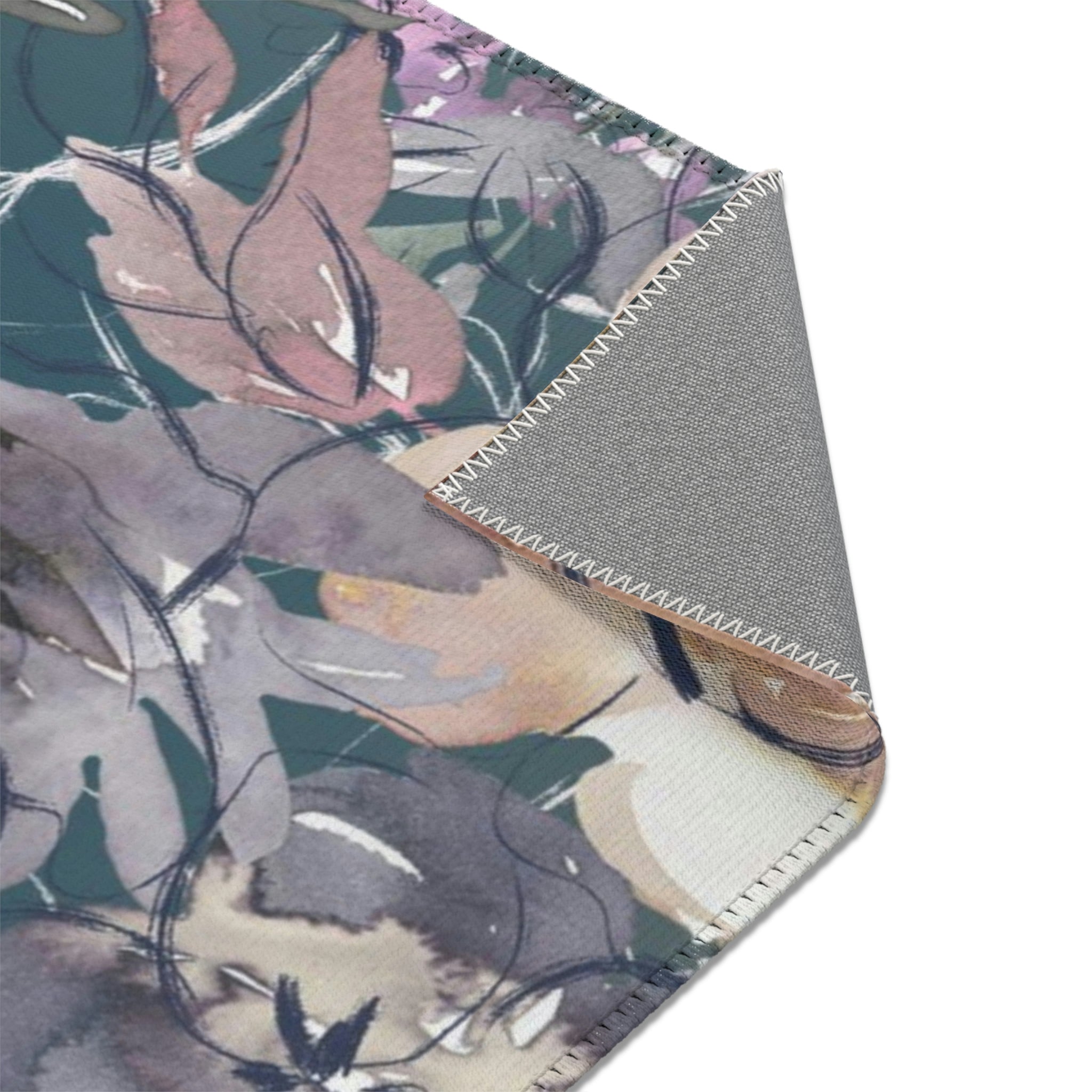 Floral Area Rug | Earthy Beige Navy