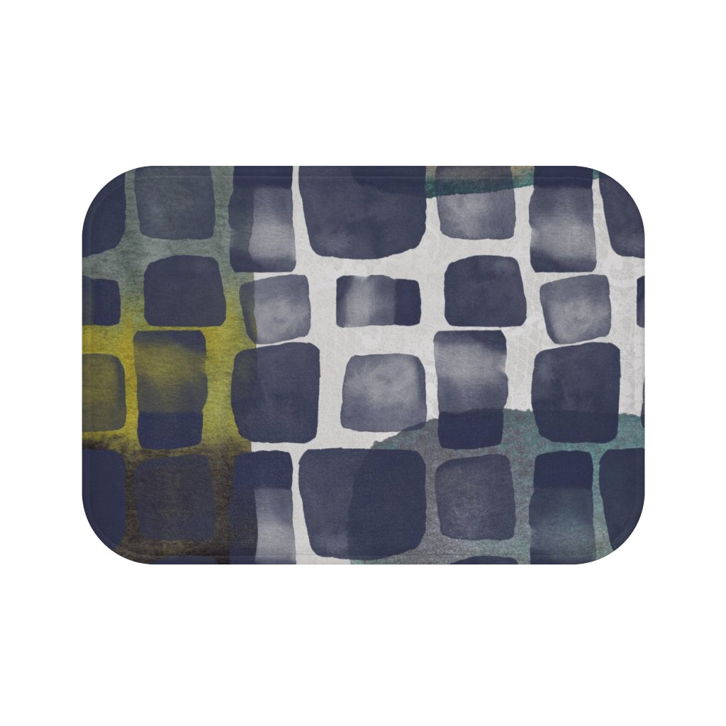 Cute Boho Bath Mat | Navy Green Grey | Abstract