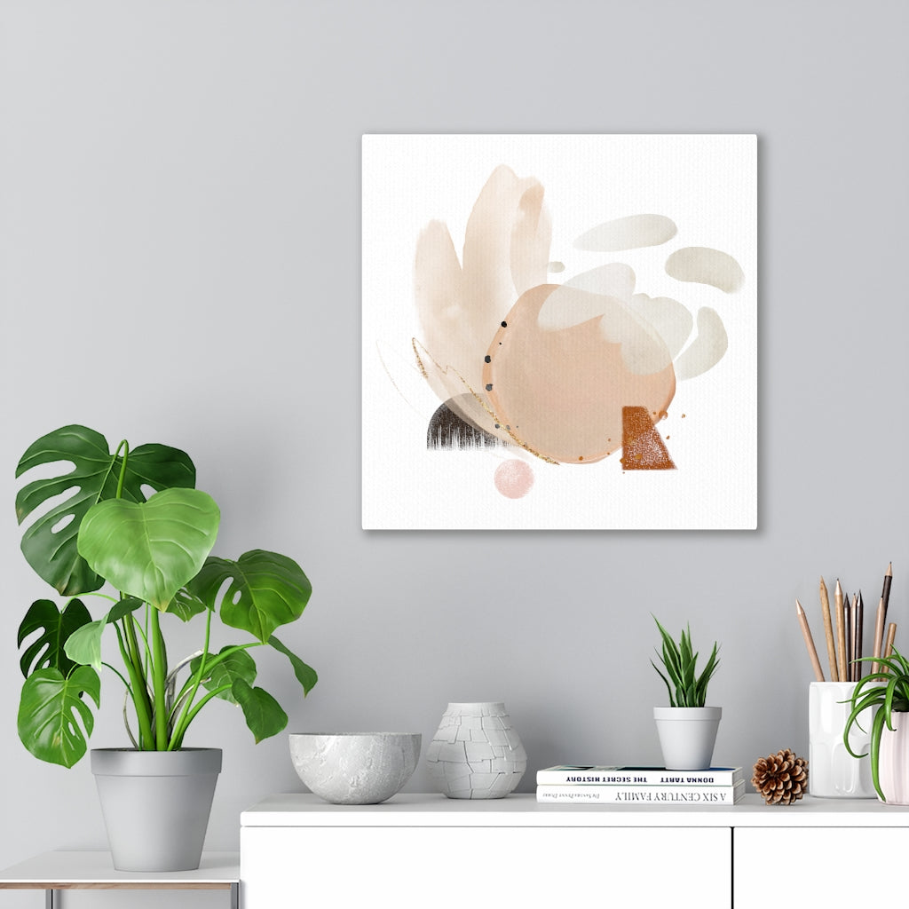 Abstract Canvas Art | White Beige Blush Pink