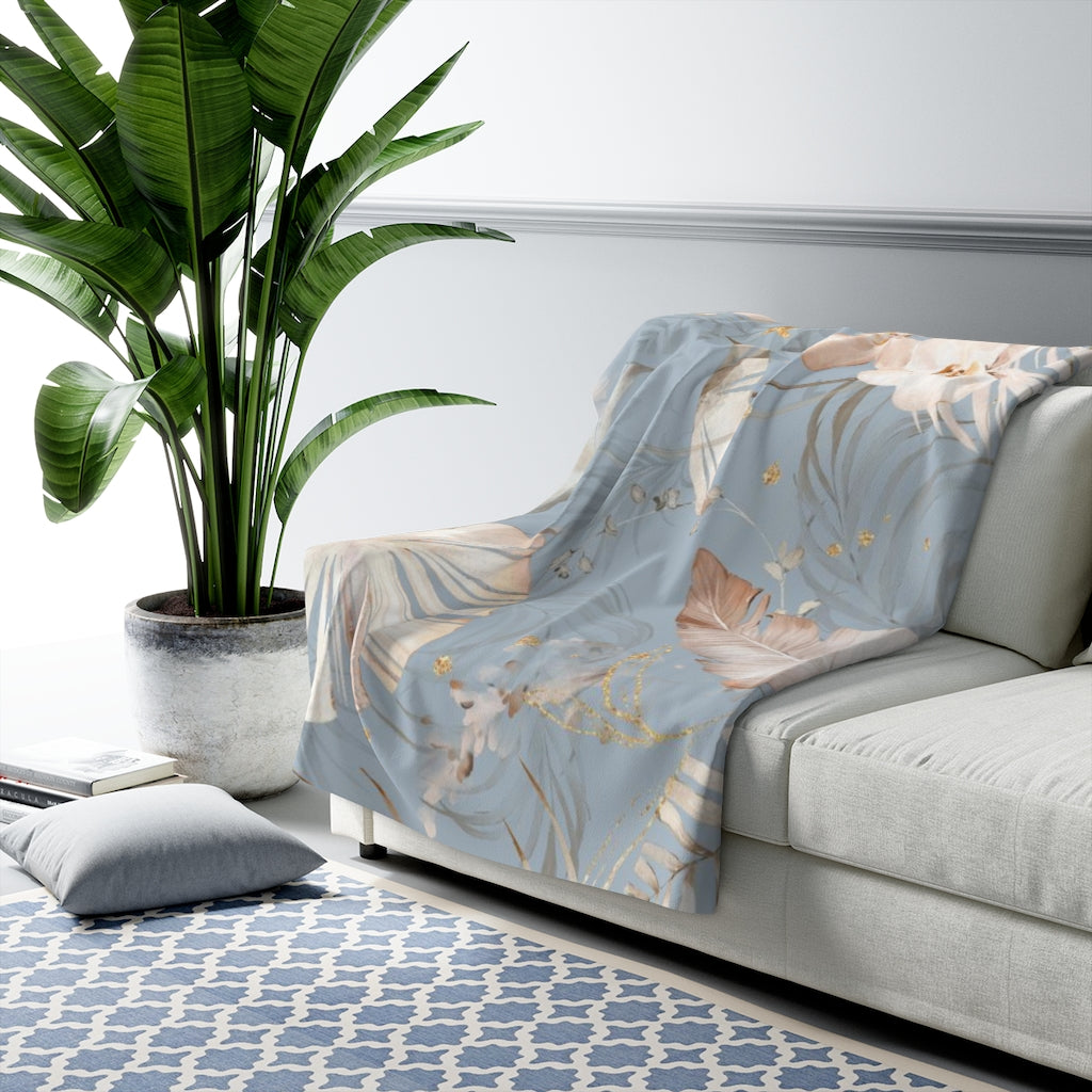 Floral Comfy Blanket | Beige Cream Orchids