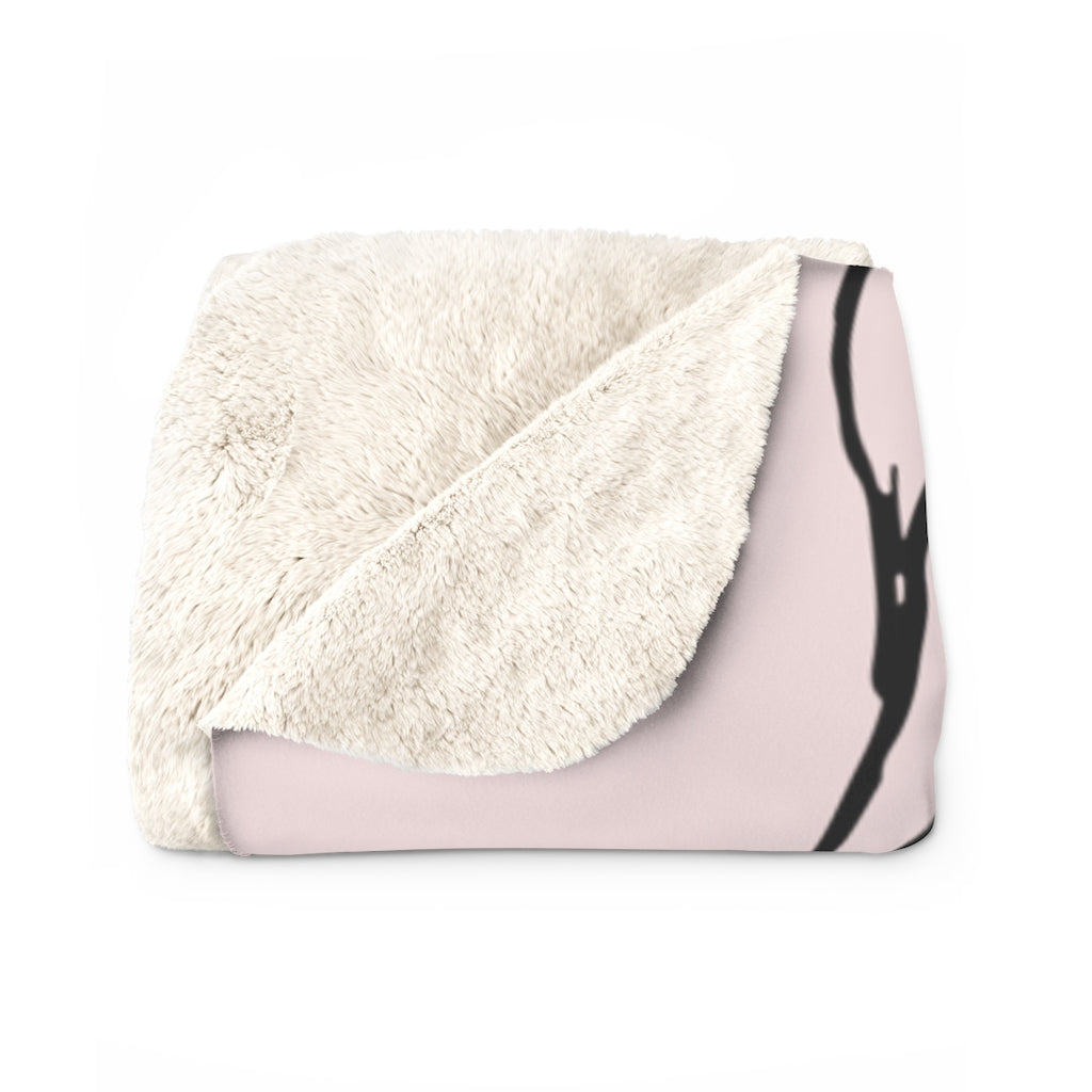 Black Blush Pink, One Line Art, Floral Blanket
