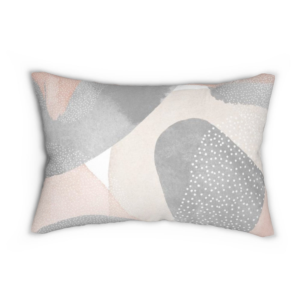 Abstract Boho Lumbar Pillow | Beige Grey Blush Pink