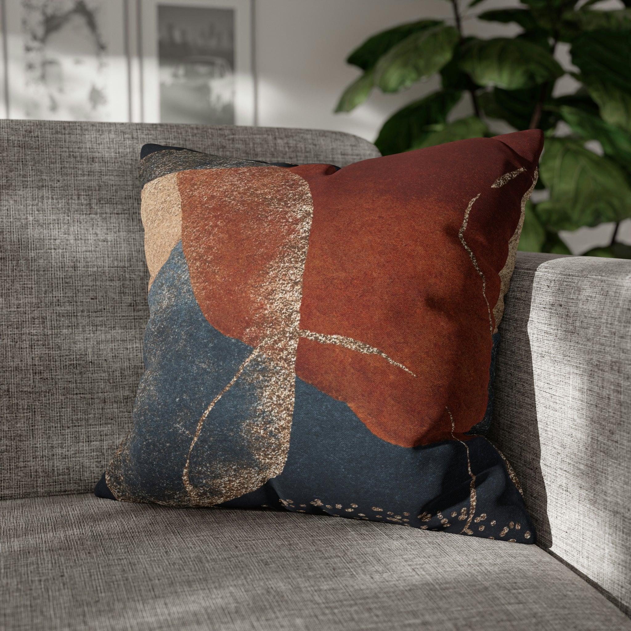 Abstract Boho Pillow Cover | Rustic Navy Gold