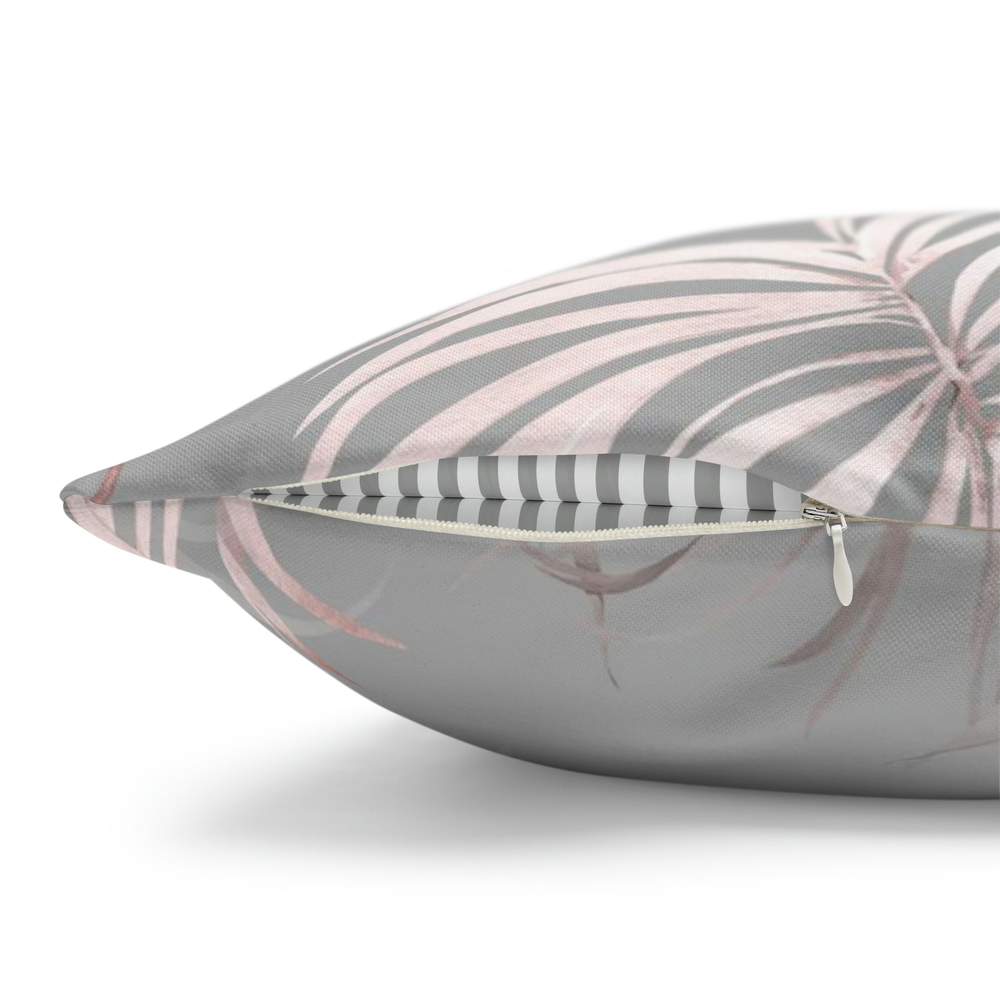 Floral Pillow Cover | Gray Blush Pink Wild Palm Leaves