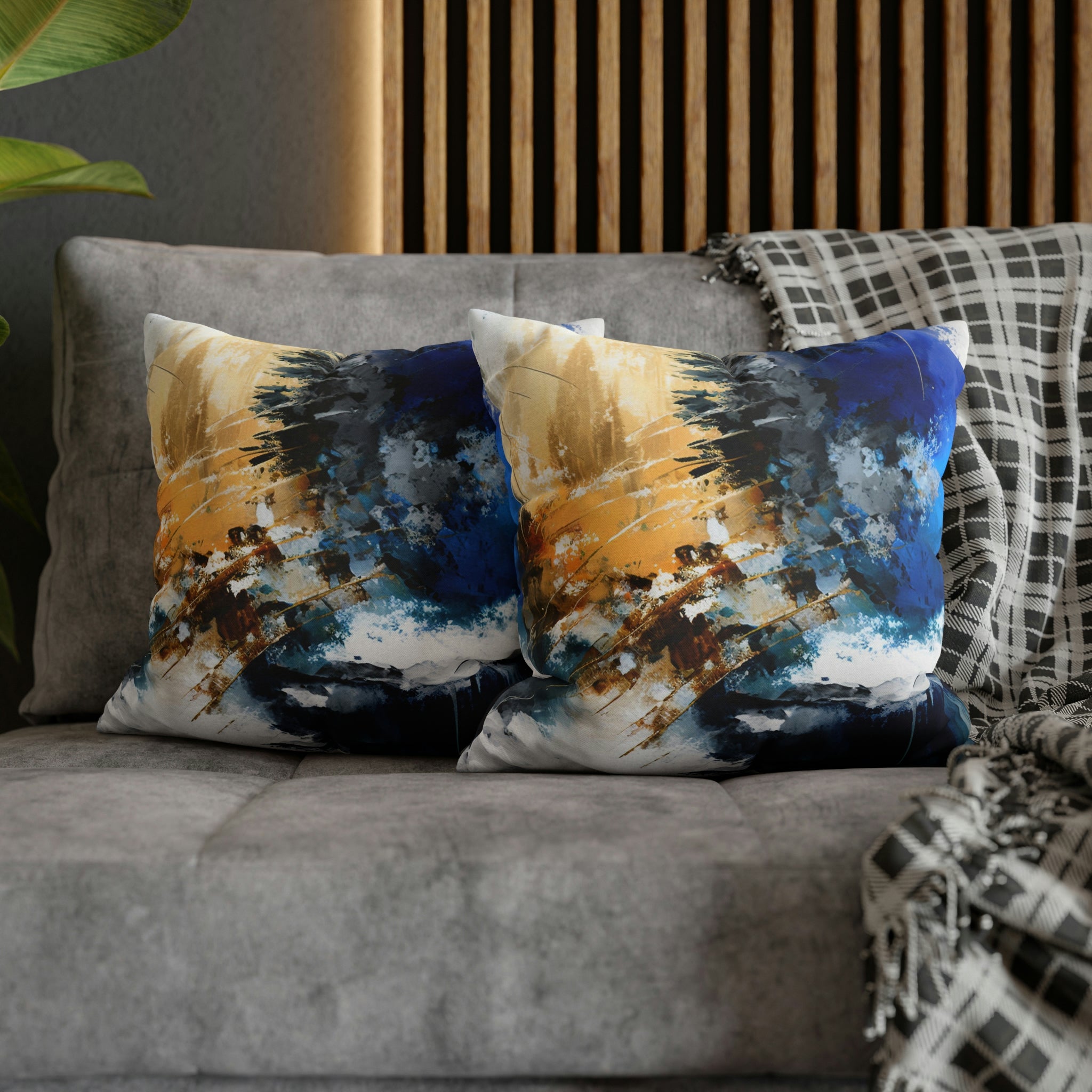 Abstract Pillow Cover | Beige Blue White