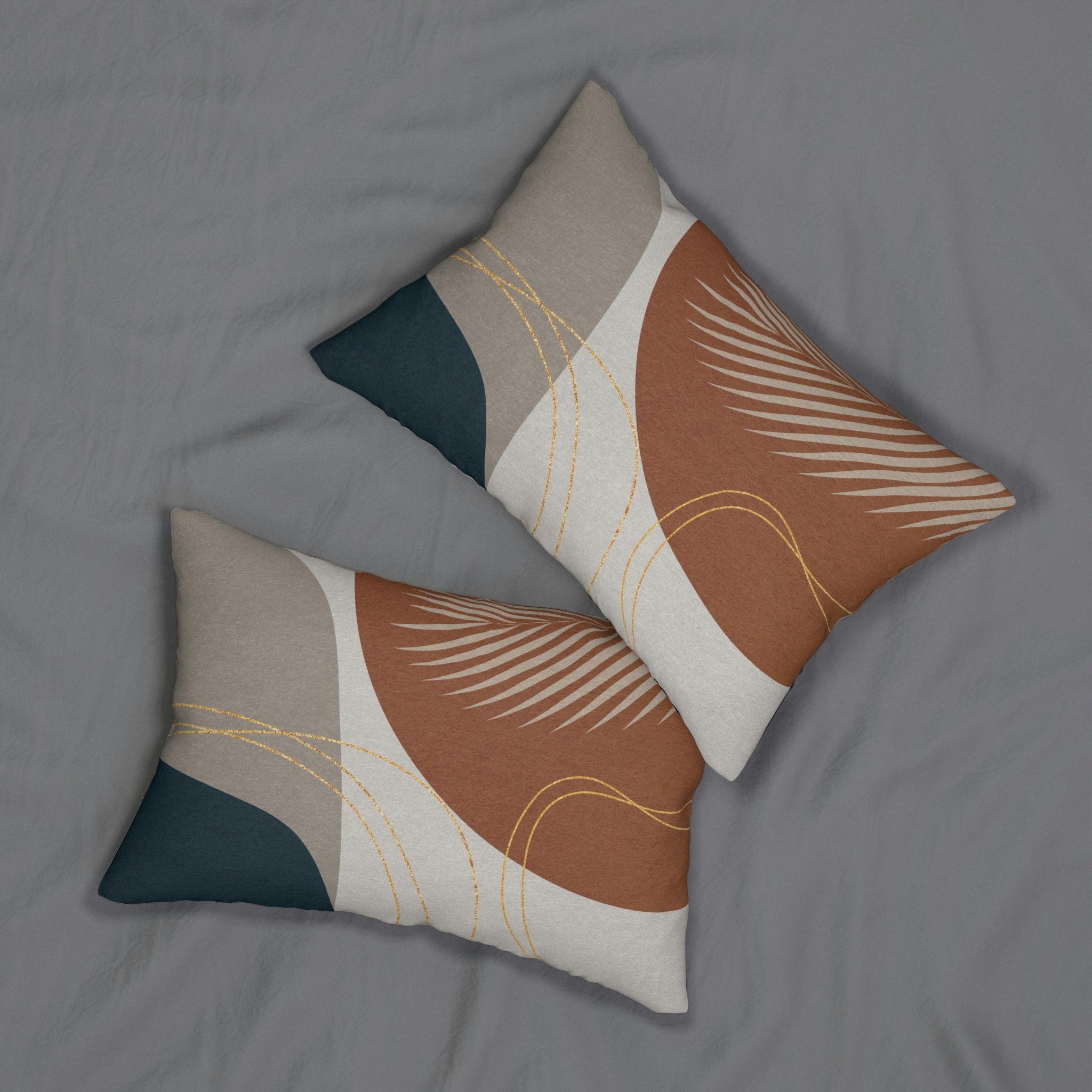 Boho Lumbar Pillow | Taupe Beige Floral
