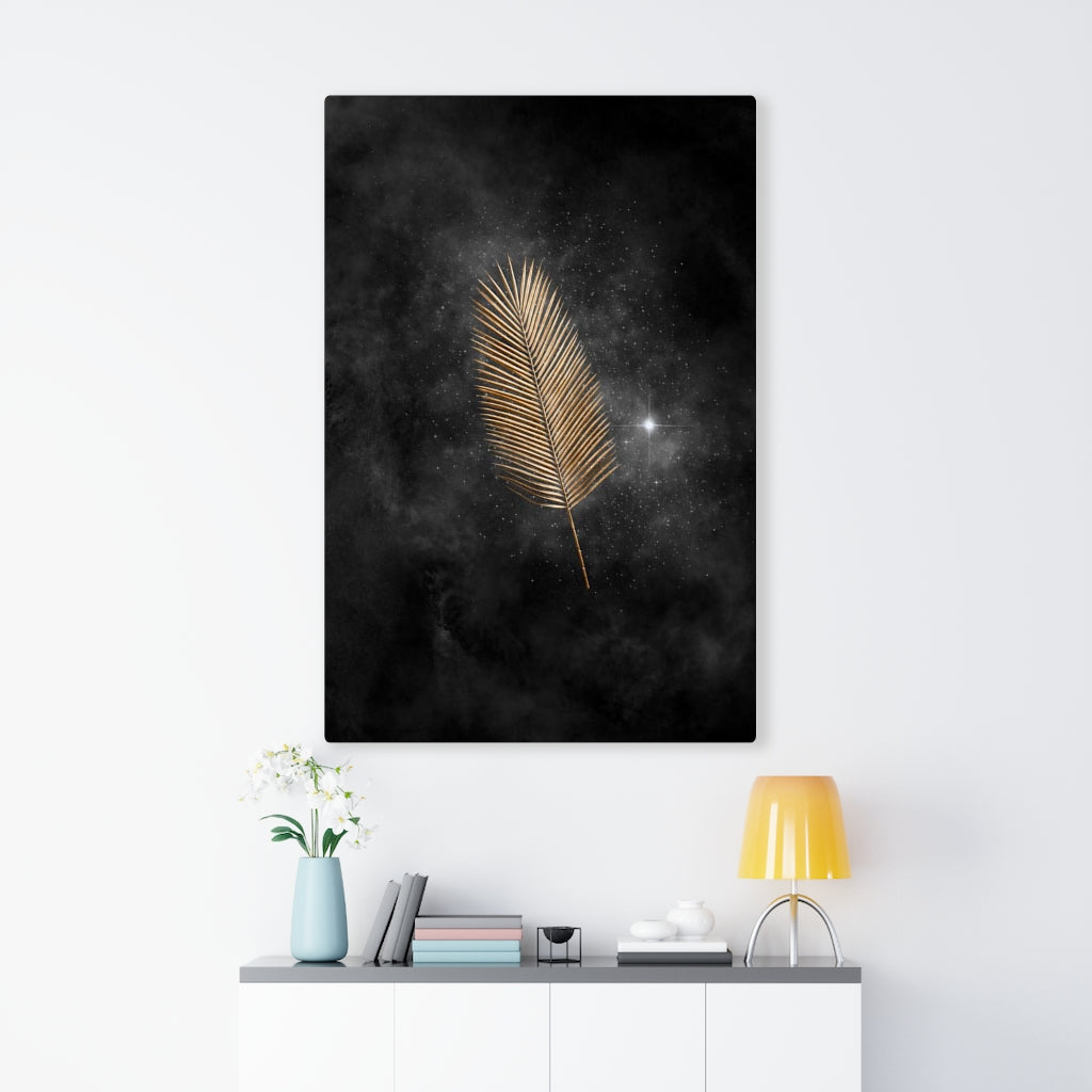 Modern Wall Canvas Art | Black Gold Feather