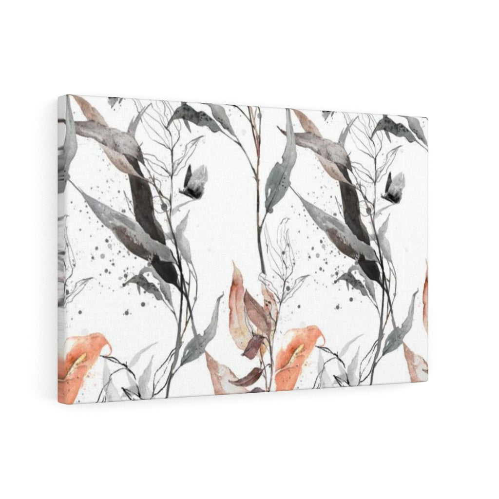FLORAL WALL CANVAS ART | White Peach Grey