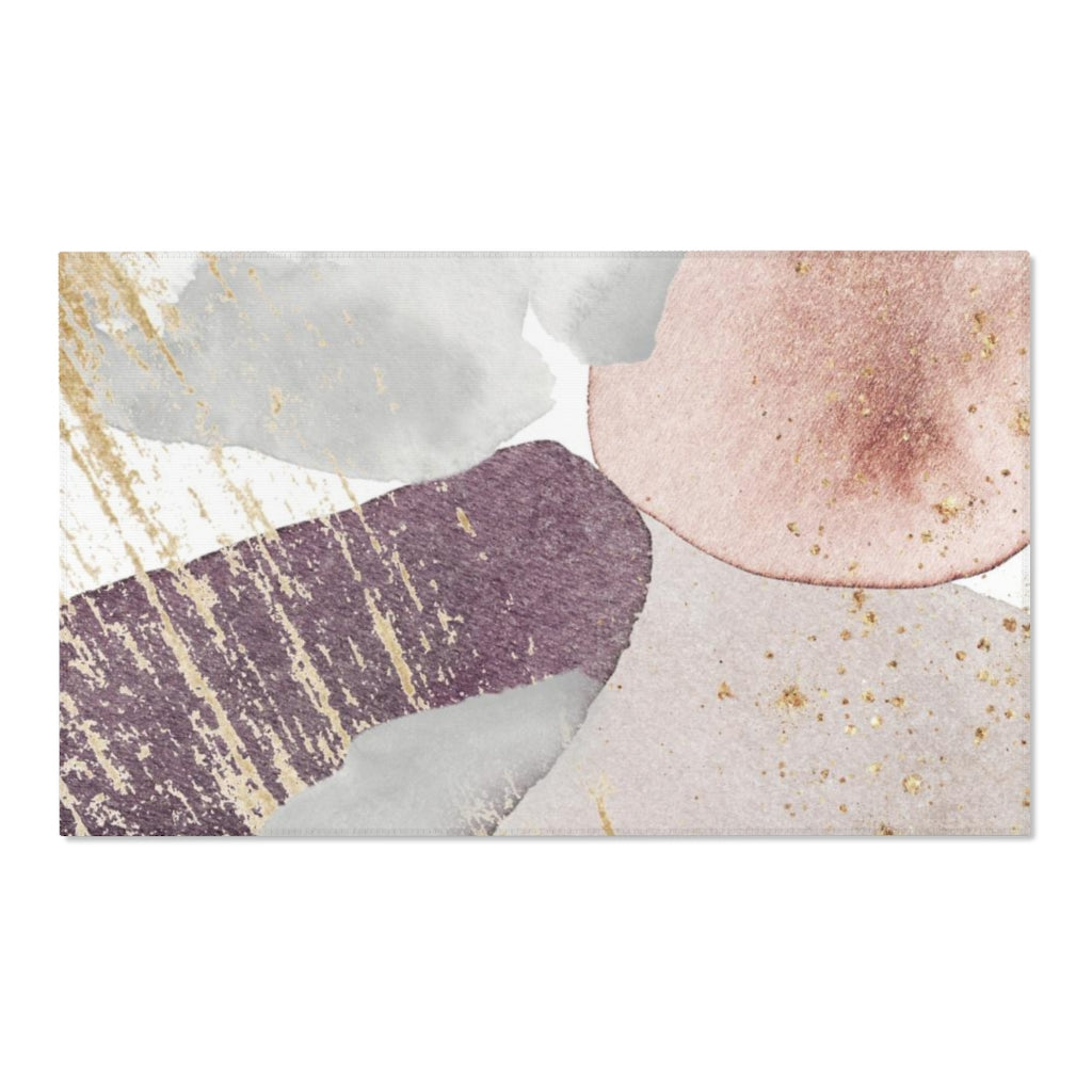 Abstract Area Rug | Purple Beige Pink Gray Gold