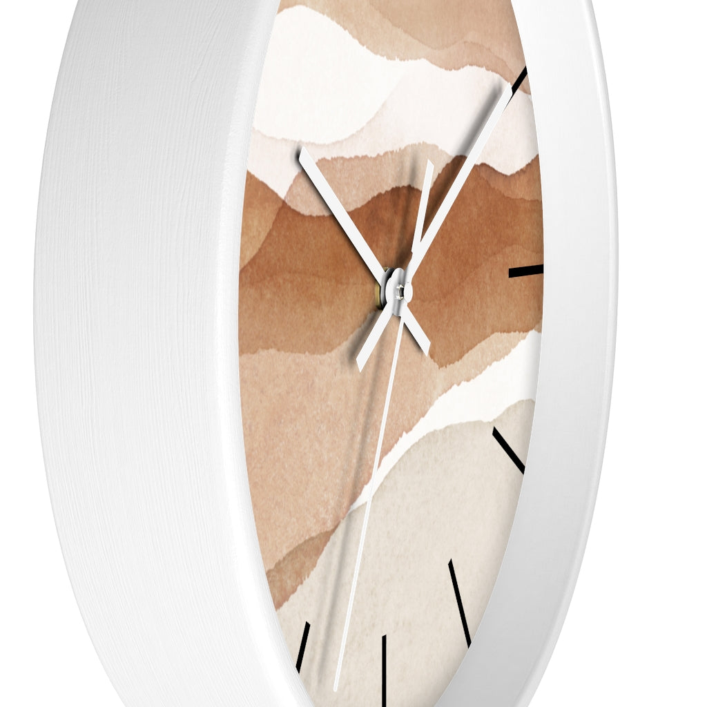 Wood, Wall Clock, Beige Brown 10"