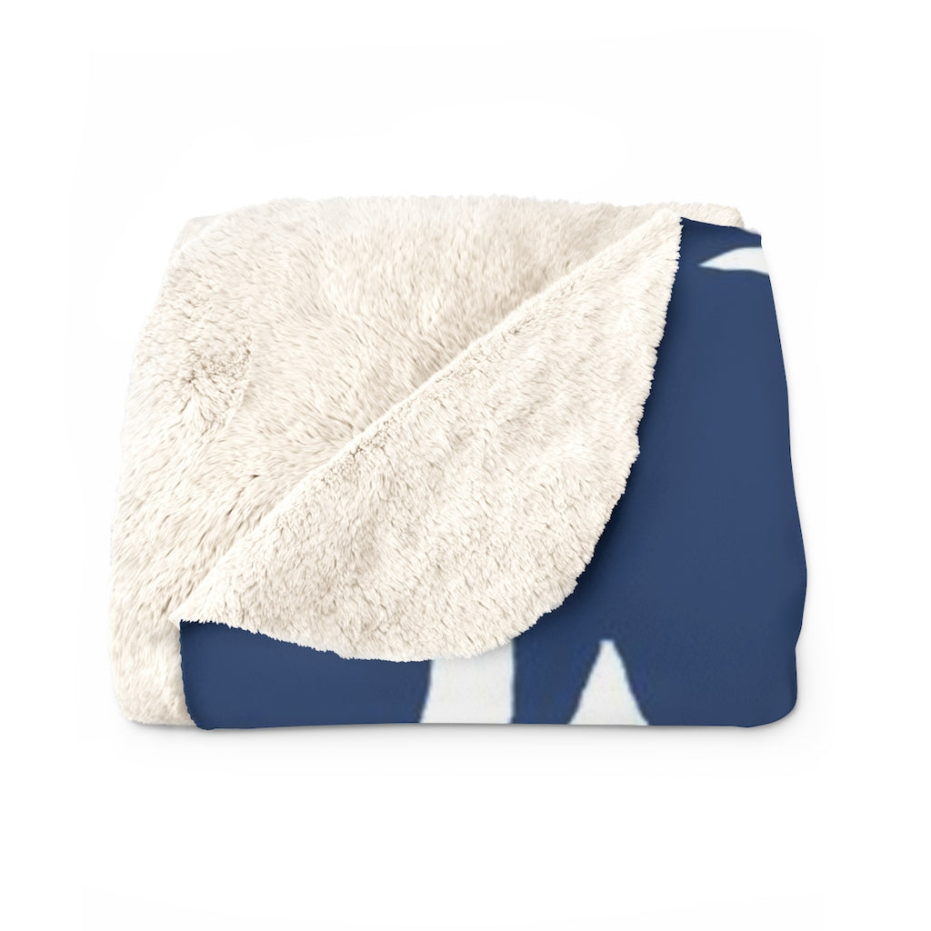 Floral Comfy Blanket | Navy White Leaves