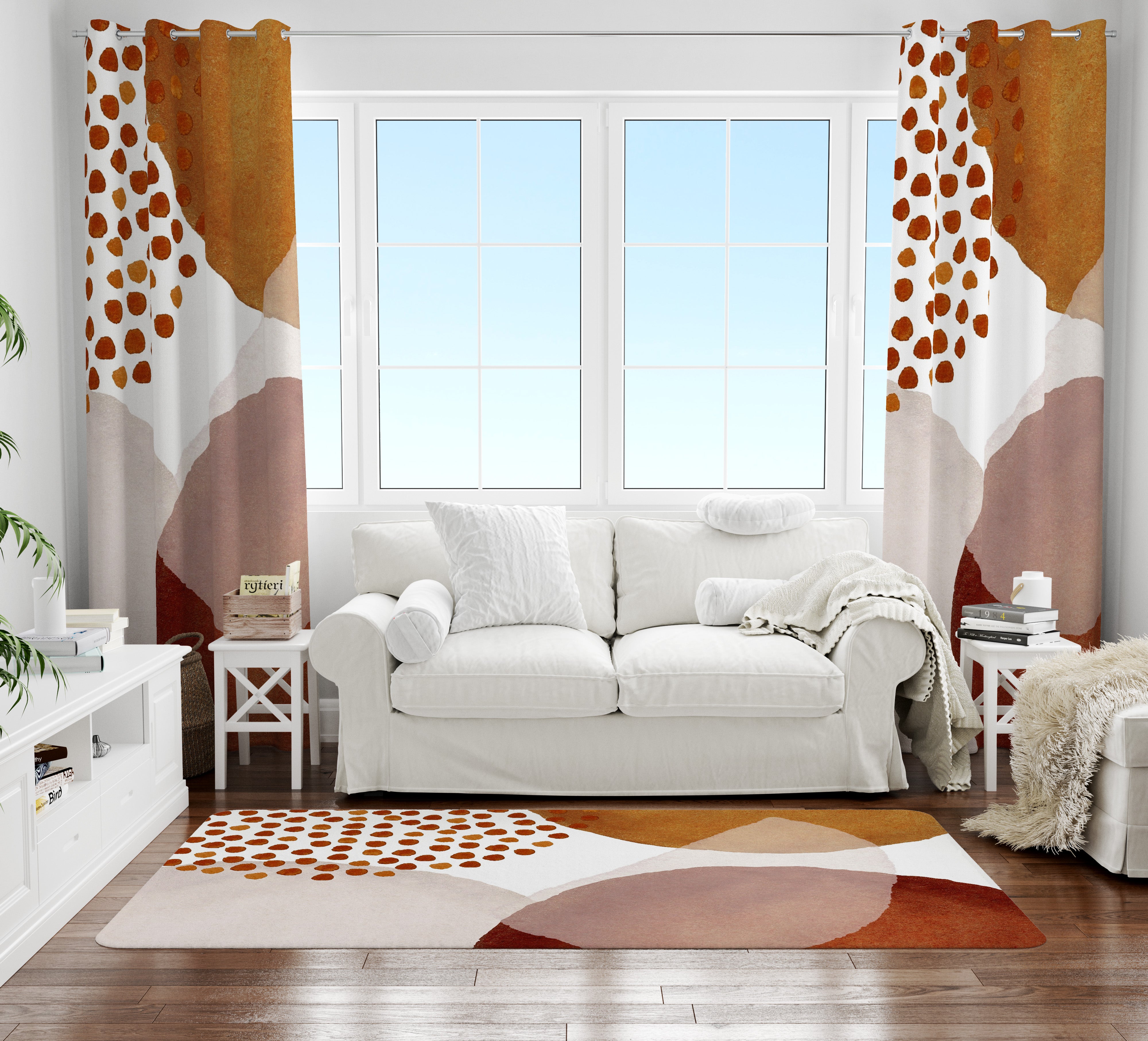 Abstract Area Rug | Rust Cream Burnt Orange