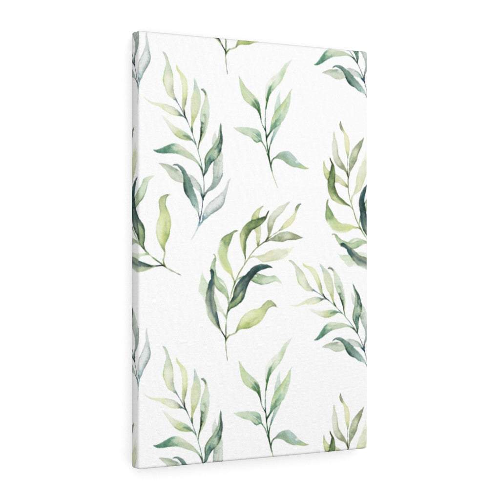 FLORAL CANVAS ART | Green White Leaves