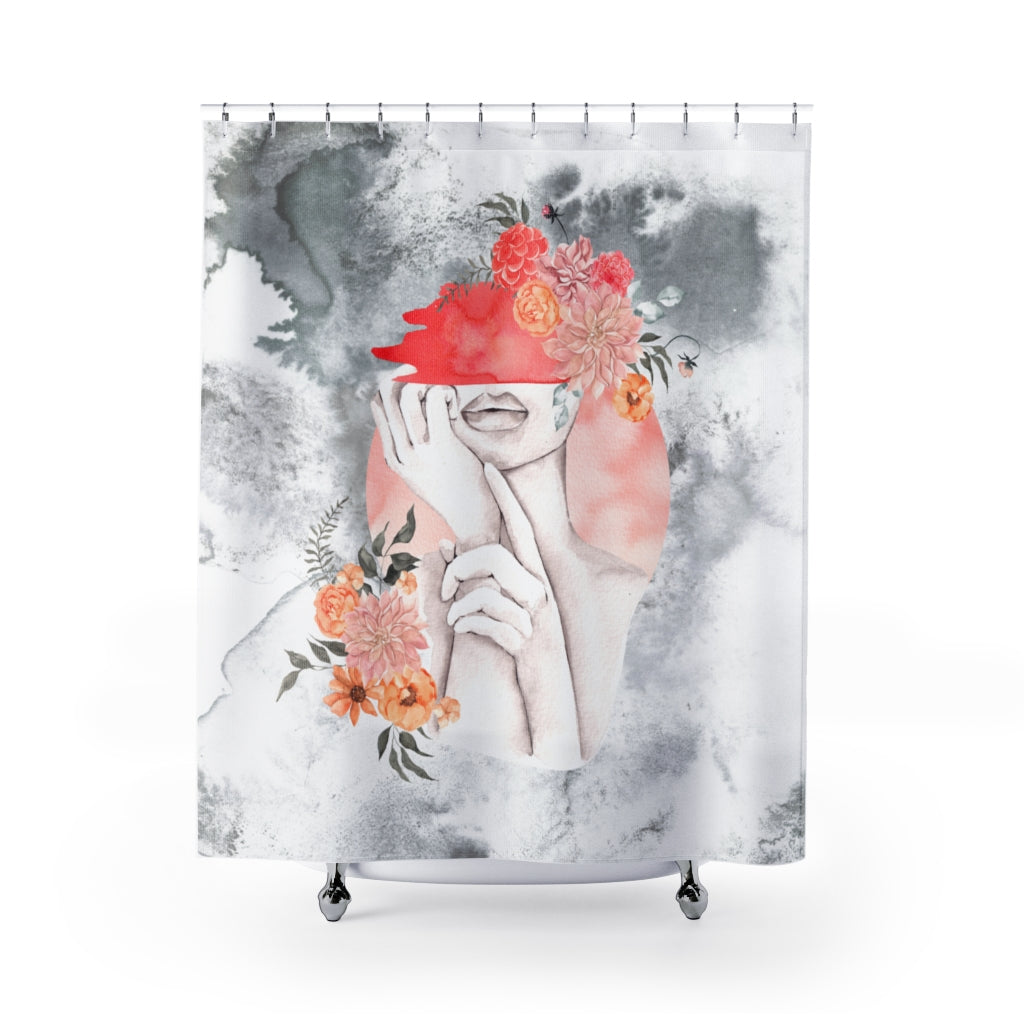 modern boho fabric shower curtain