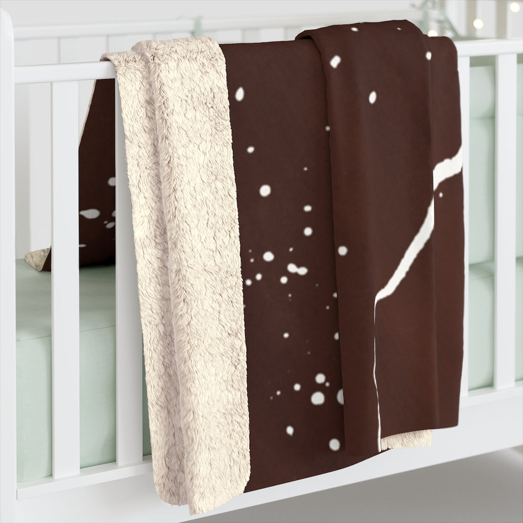 Boho chic, Abstract Lines, Chocolate Brown White Blanket,