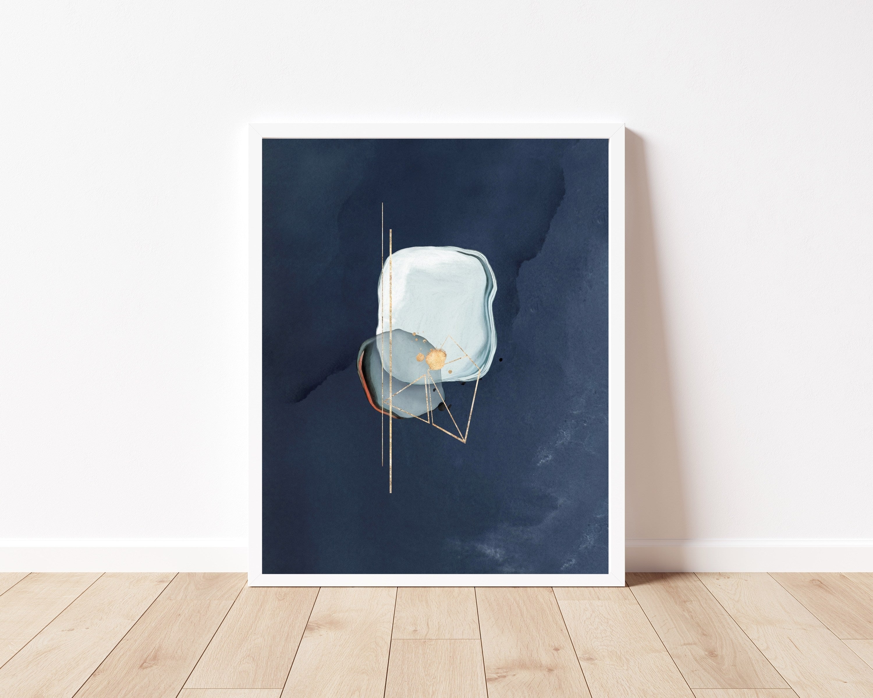 Navy Sky Blue Abstract Art | Wall Art Poster