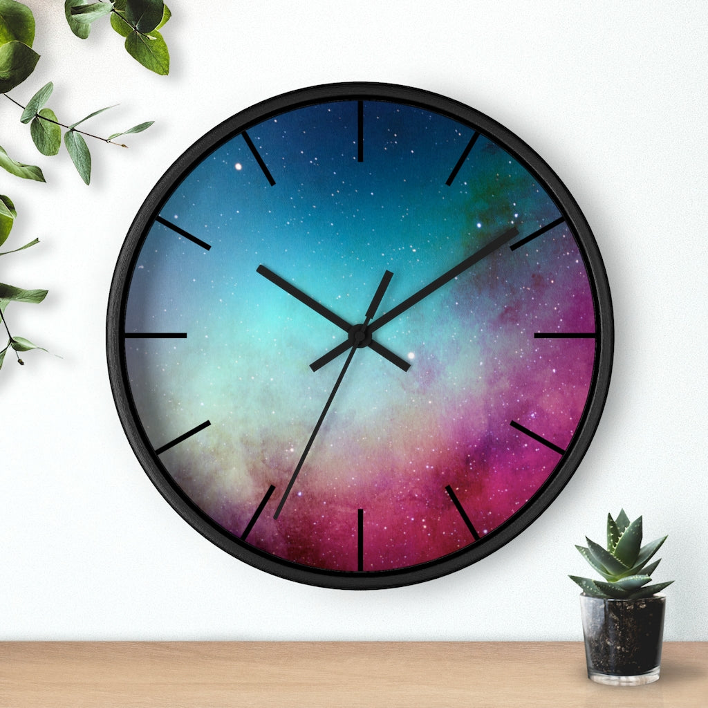 Turquoise Pink Ombre 10" Wood Wall Clock
