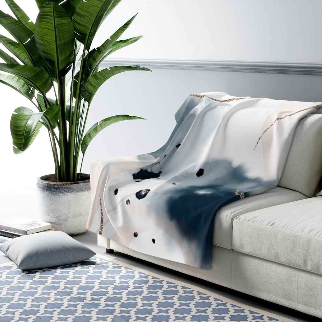 Blush Pink Navy Blue, Pastel Gold, Blanket