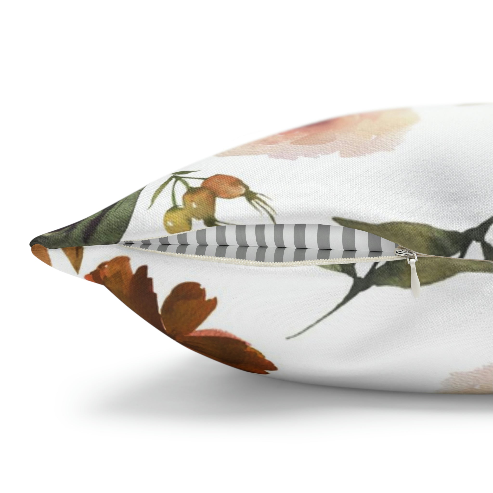 Floral Pillow Cover | Sage Green, Brown Beige, White