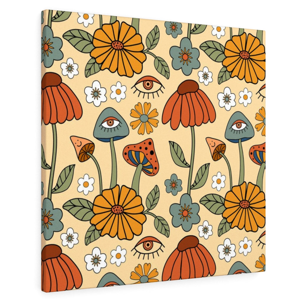 FLORAL WALL CANVAS ART | Yellow Green Red Orange