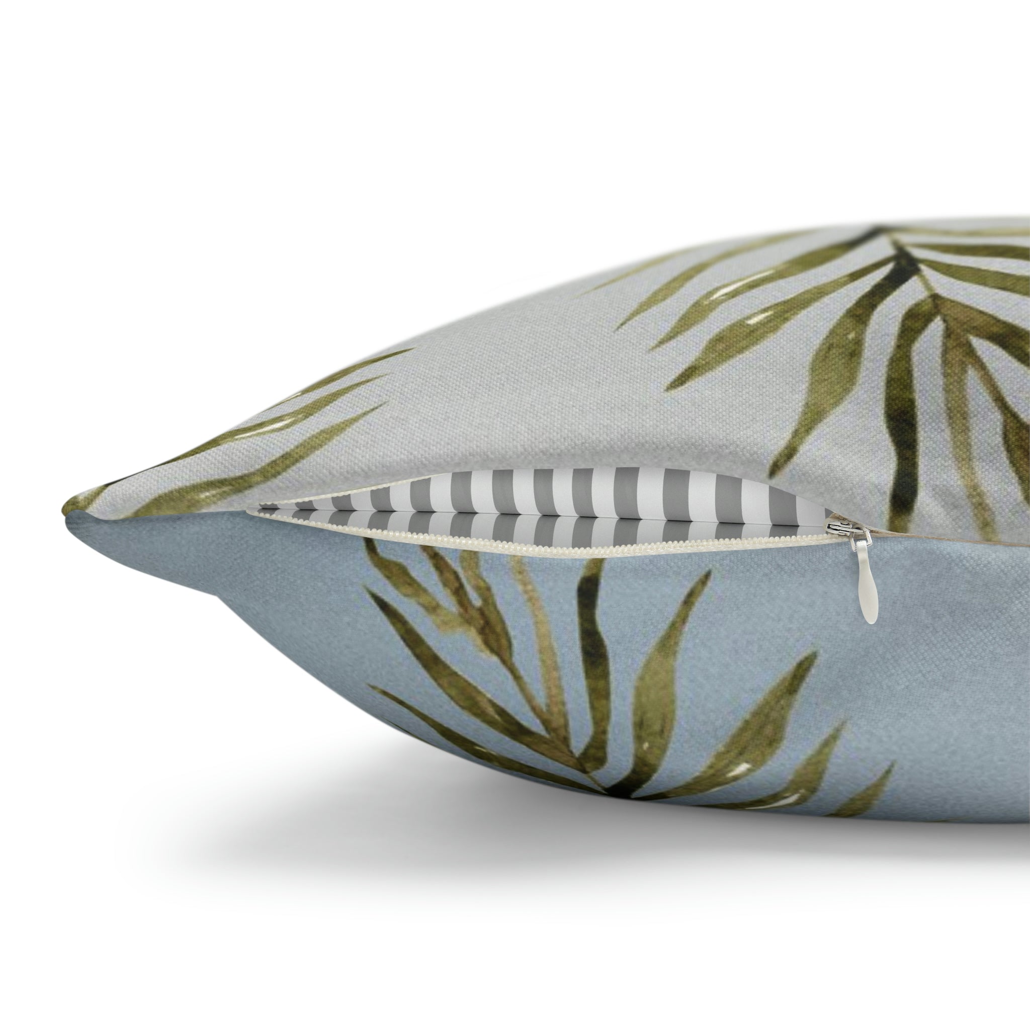 Floral Boho Pillow Cover | Palm Leaves Blue Beige