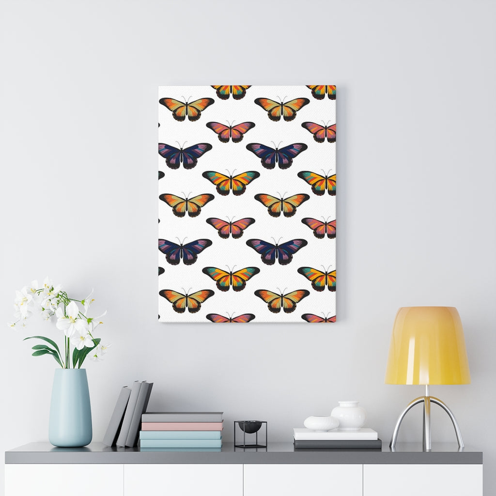 WHIMSICAL WALL CANVAS ART | White Rainbow Butterflies