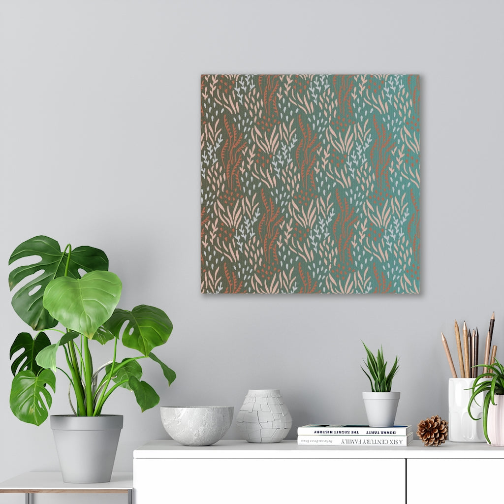 FLORAL CANVAS ART | Teal Brown Rust