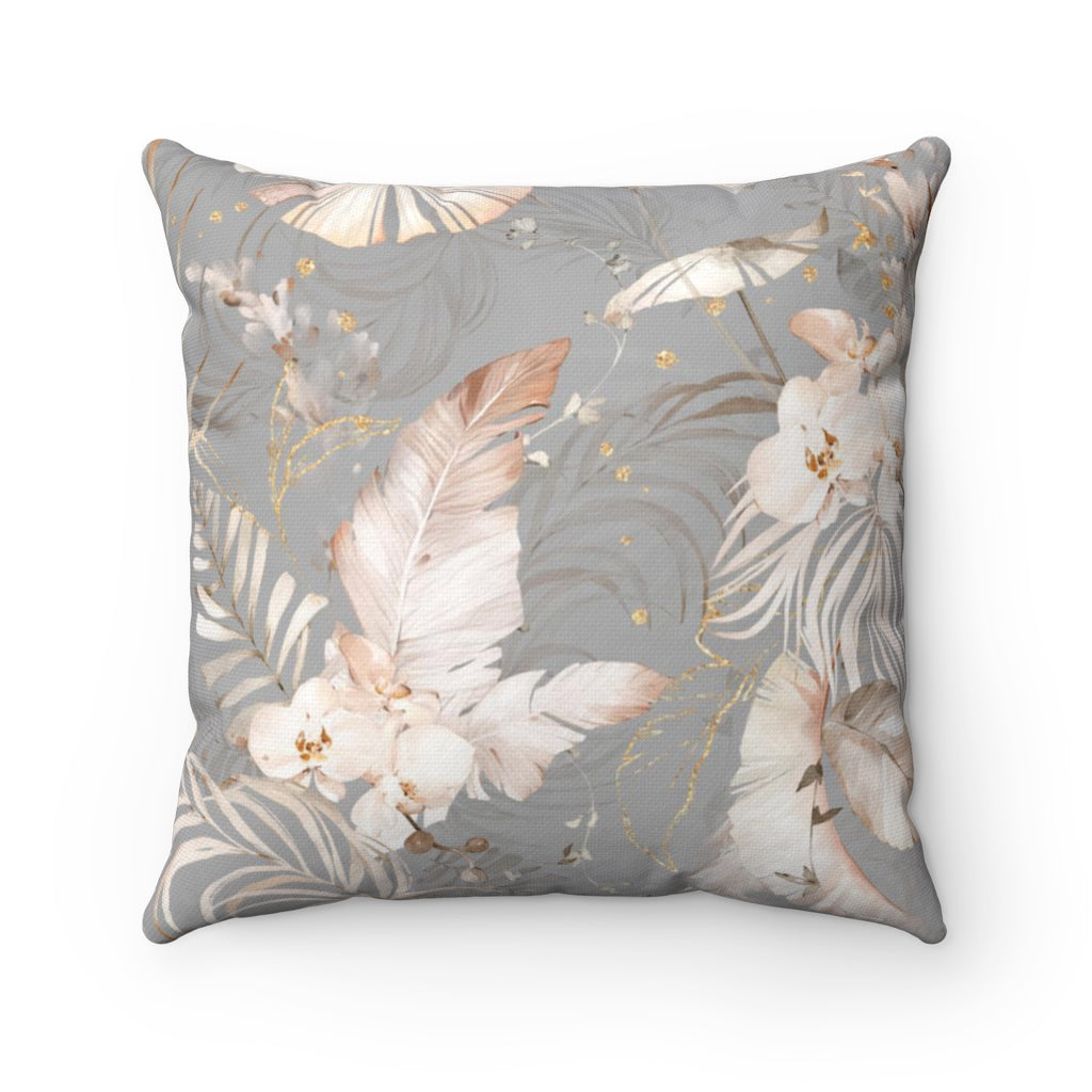 Floral Boho Pillow Cover | Grey Beige Cream