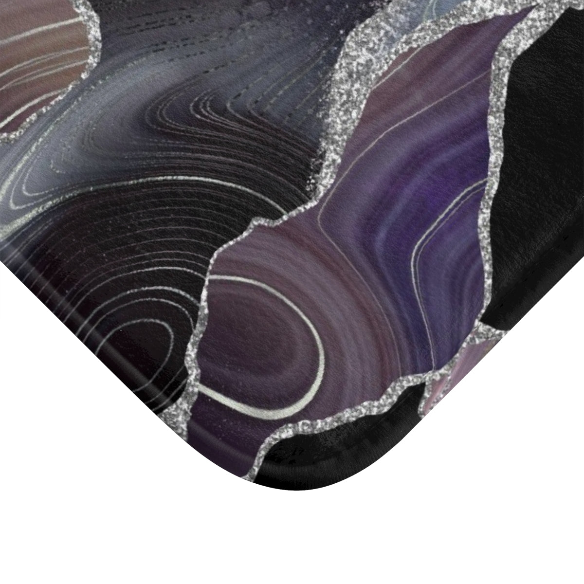 Marble Agate Print Bath Mat | Dark Lavender Silver