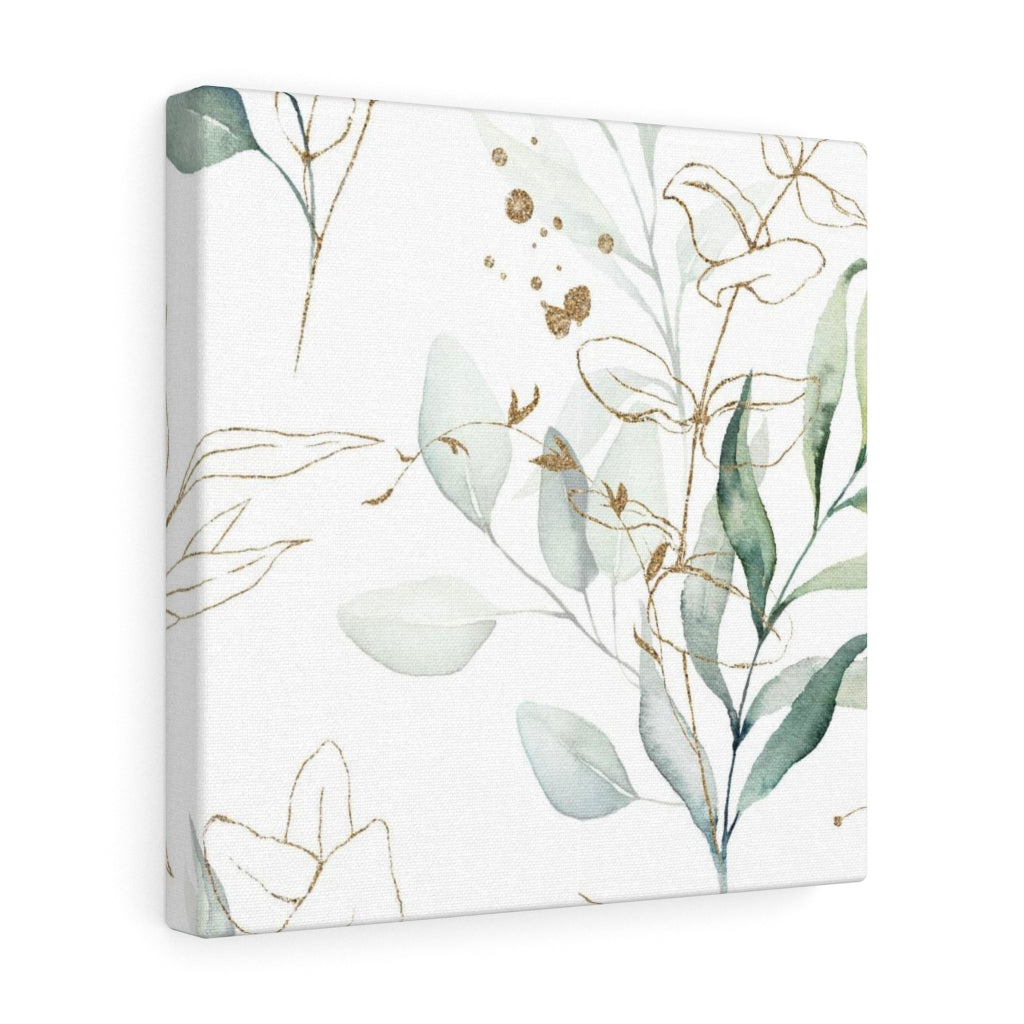 FLORAL WALL CANVAS ART | White Green Gold