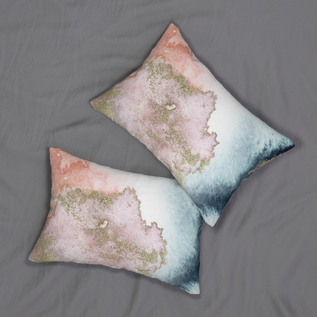 Abstract Boho Lumbar Pillow | Gold Blush Pink Navy Blue