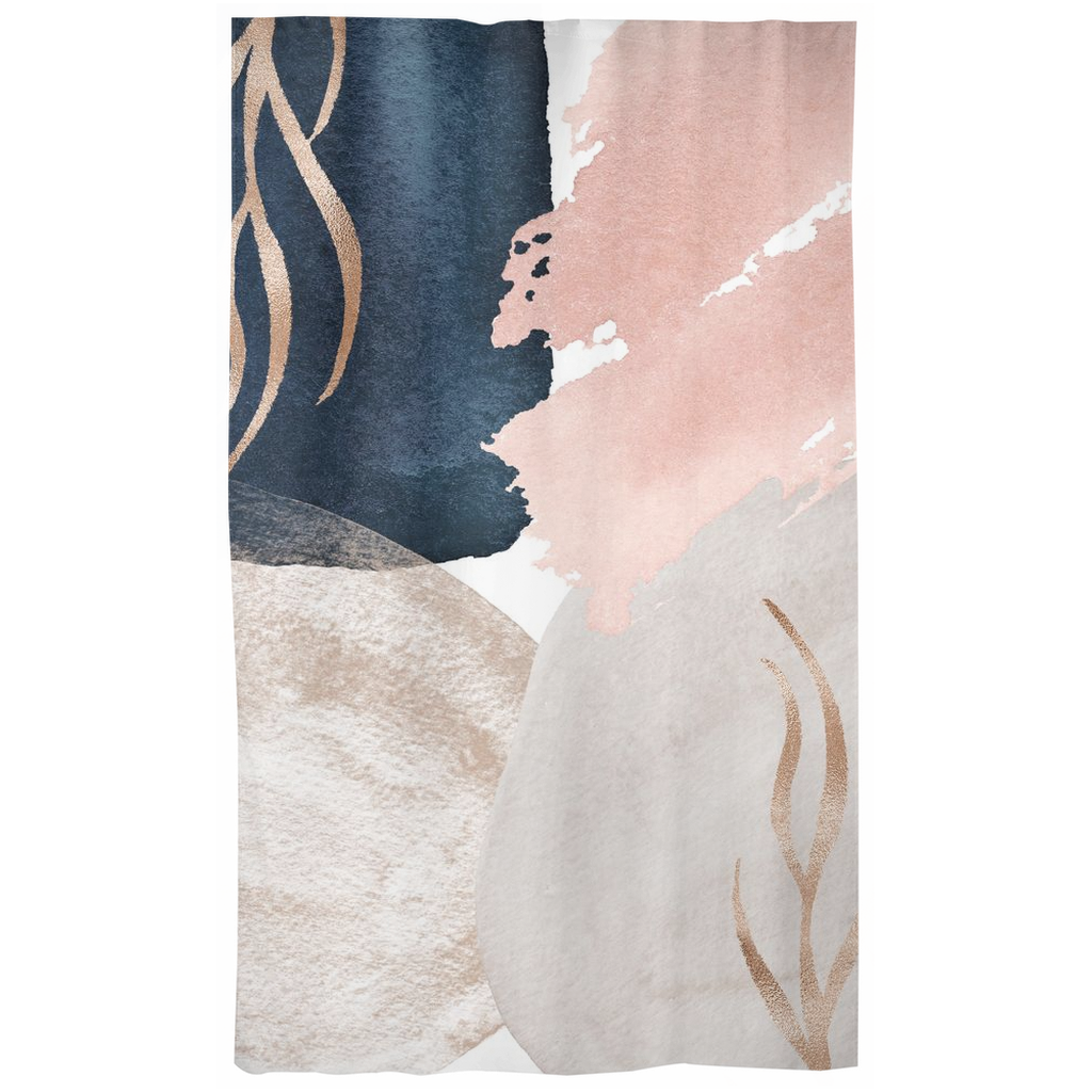 Abstract Window Curtains | Navy Cream Blush