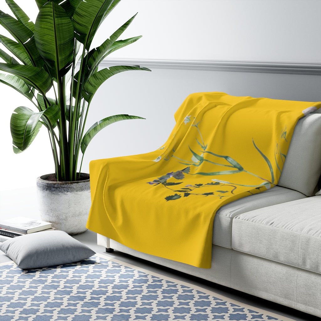 Yellow and Green, Floral Blanket