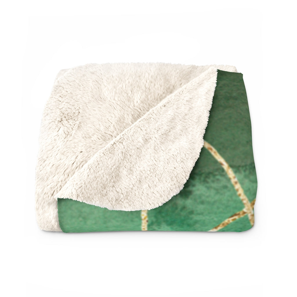 Green Gold Ombre, Floral Botanical Blanket