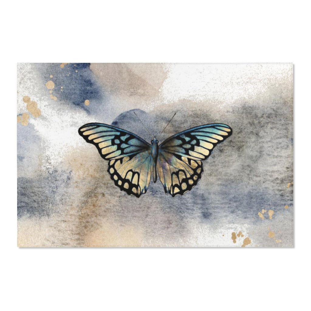 Abstract Area Rug | Butterfly Navy Beige Ombre