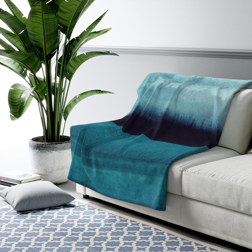 Navy Sky Blue, Modern Abstract, Blanket