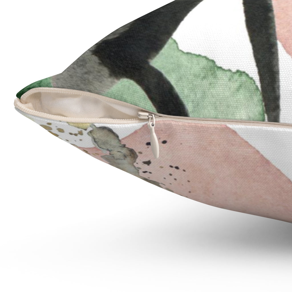 Floral Pillow Cover | White Green Blush Pink Black