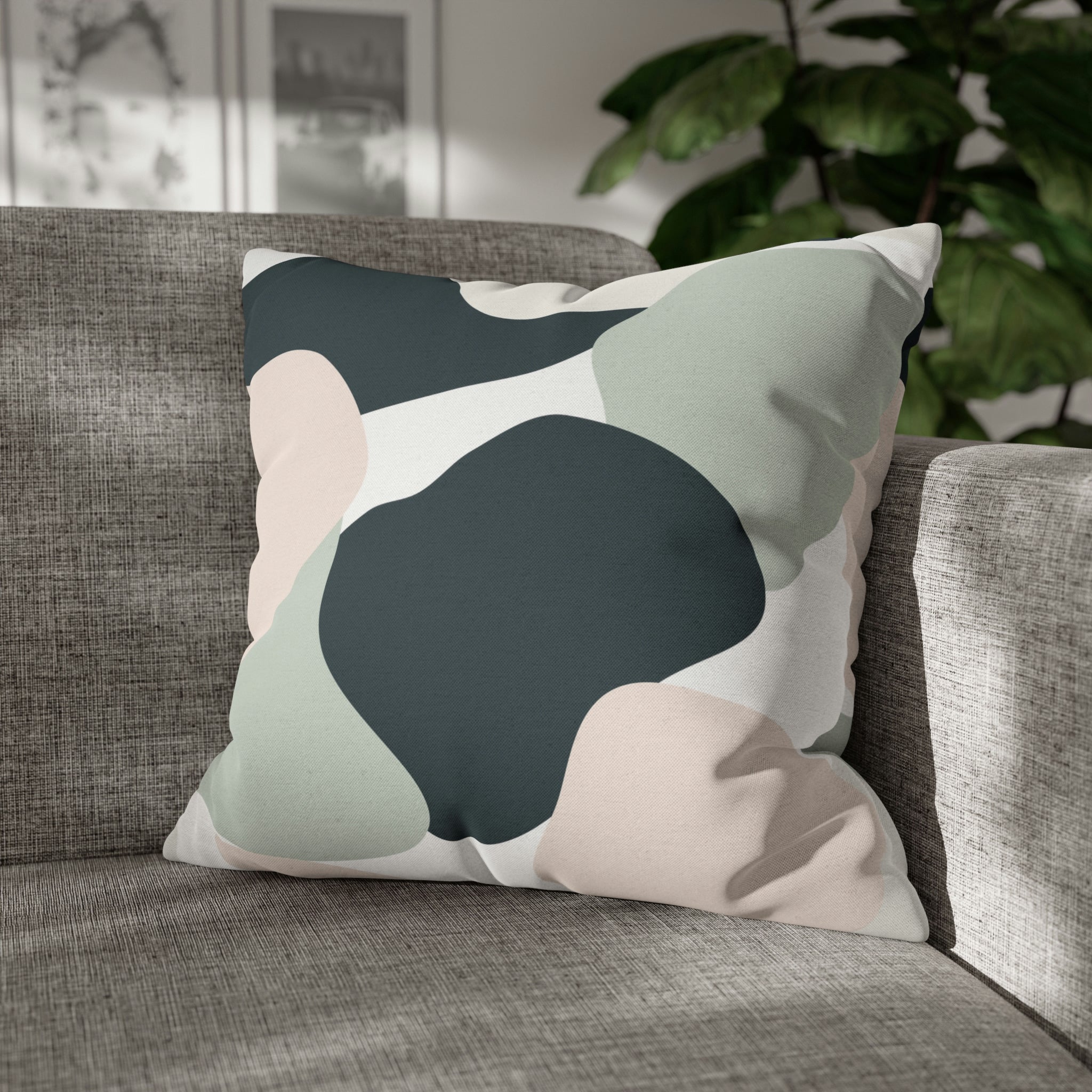 Abstract Pillow Cover | Sage Green, Blush Pink