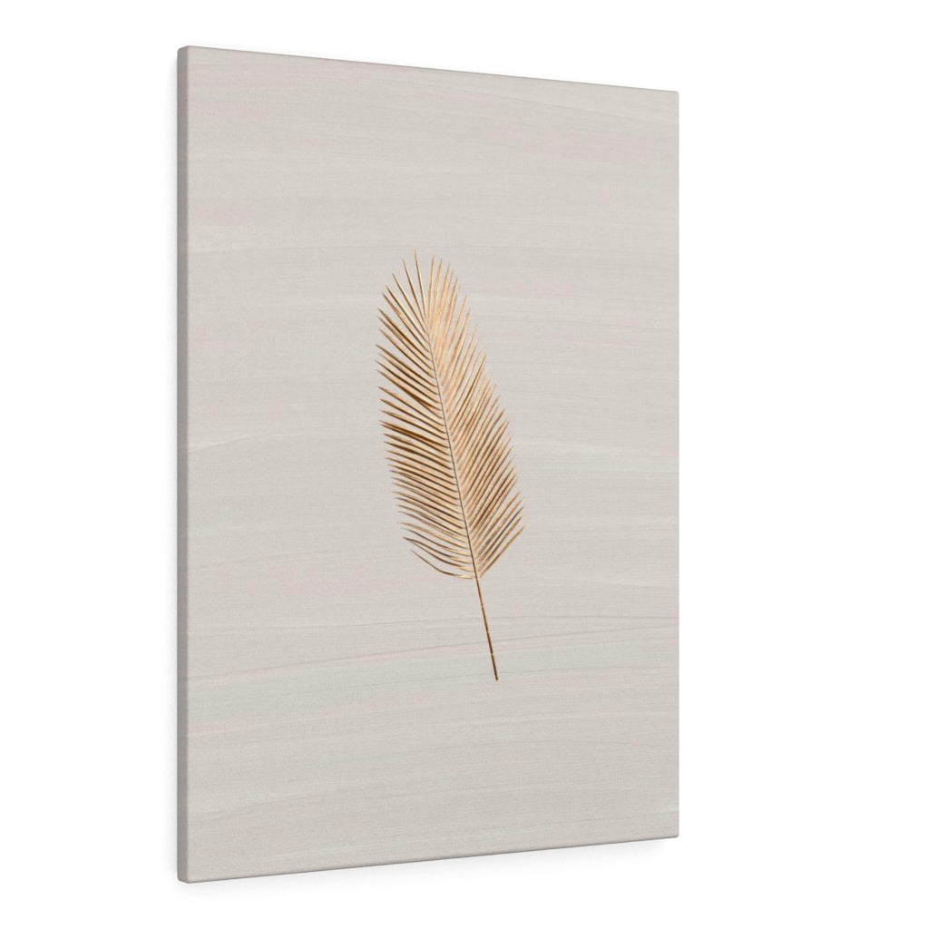 Modern Wall Canvas Art | Beige Gold Feather
