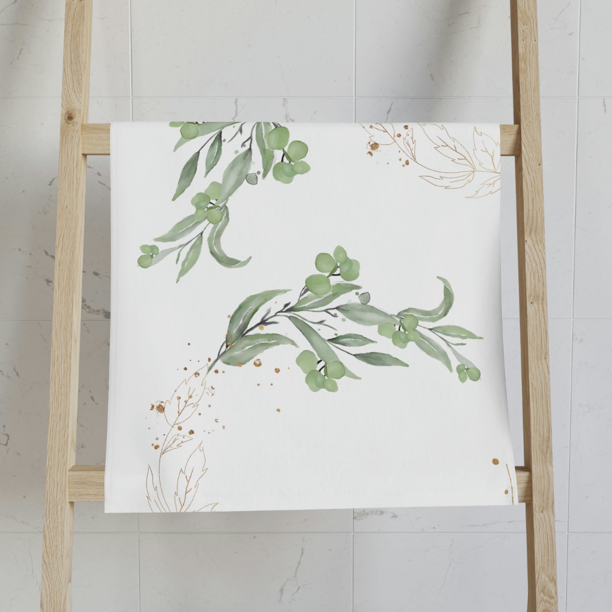 Floral Kitchen, Bath Hand Towel | Sage Green Beige