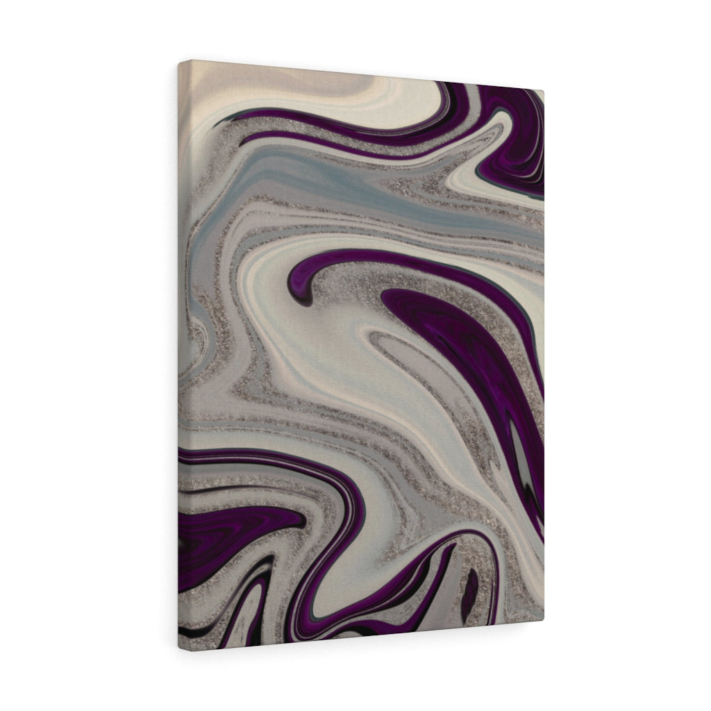 ABSTRACT WALL CANVAS ART | Purple Grey Silver
