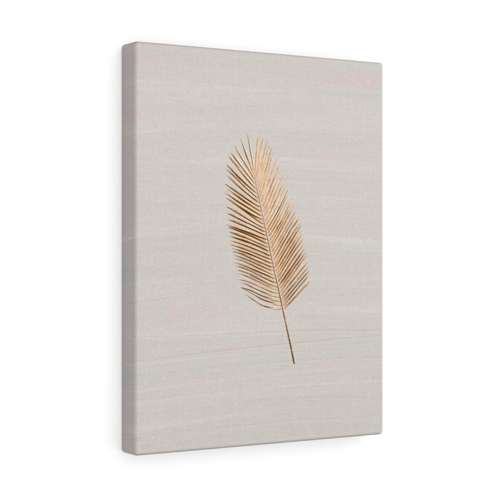 Modern Wall Canvas Art | Beige Gold Feather
