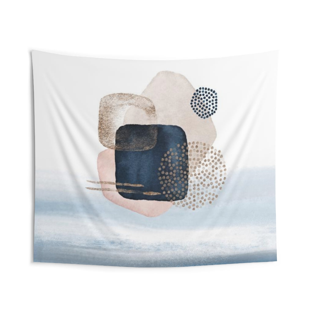 Abstract Tapestry | Navy Blue White Blush Pink