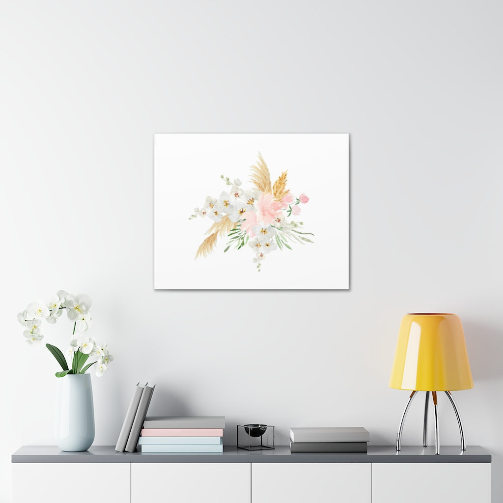 Floral Canvas Wall Art | White Tropical Floral