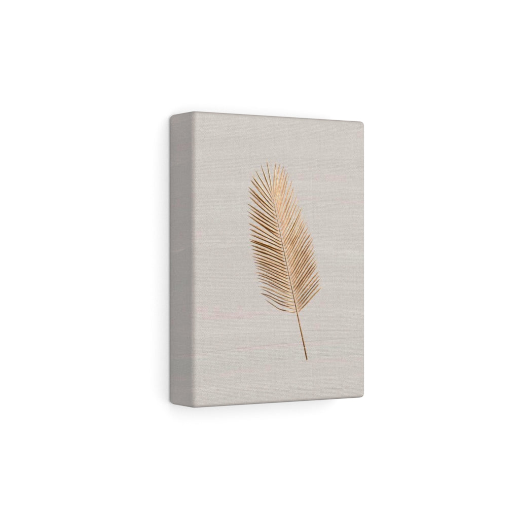 Modern Wall Canvas Art | Beige Gold Feather