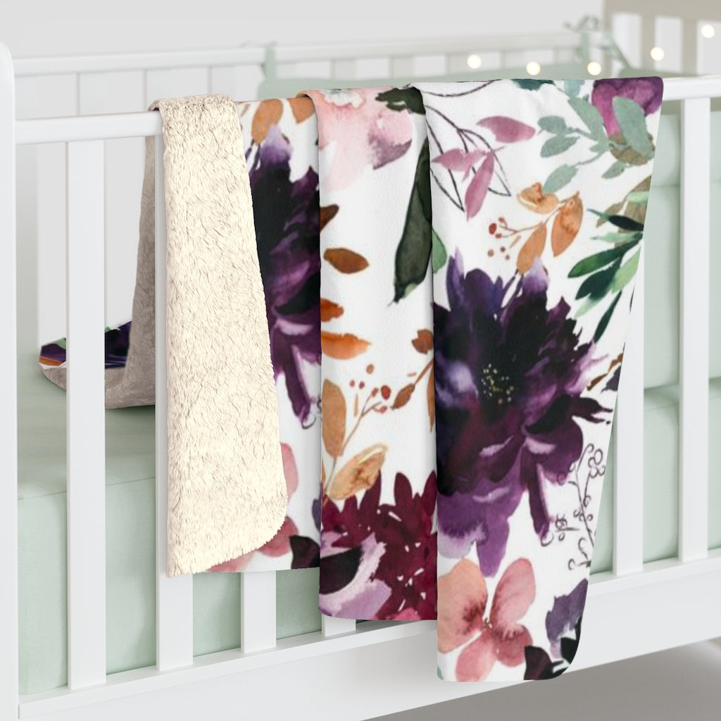 Floral Comfy Blanket | Burgundy Wine Flowers